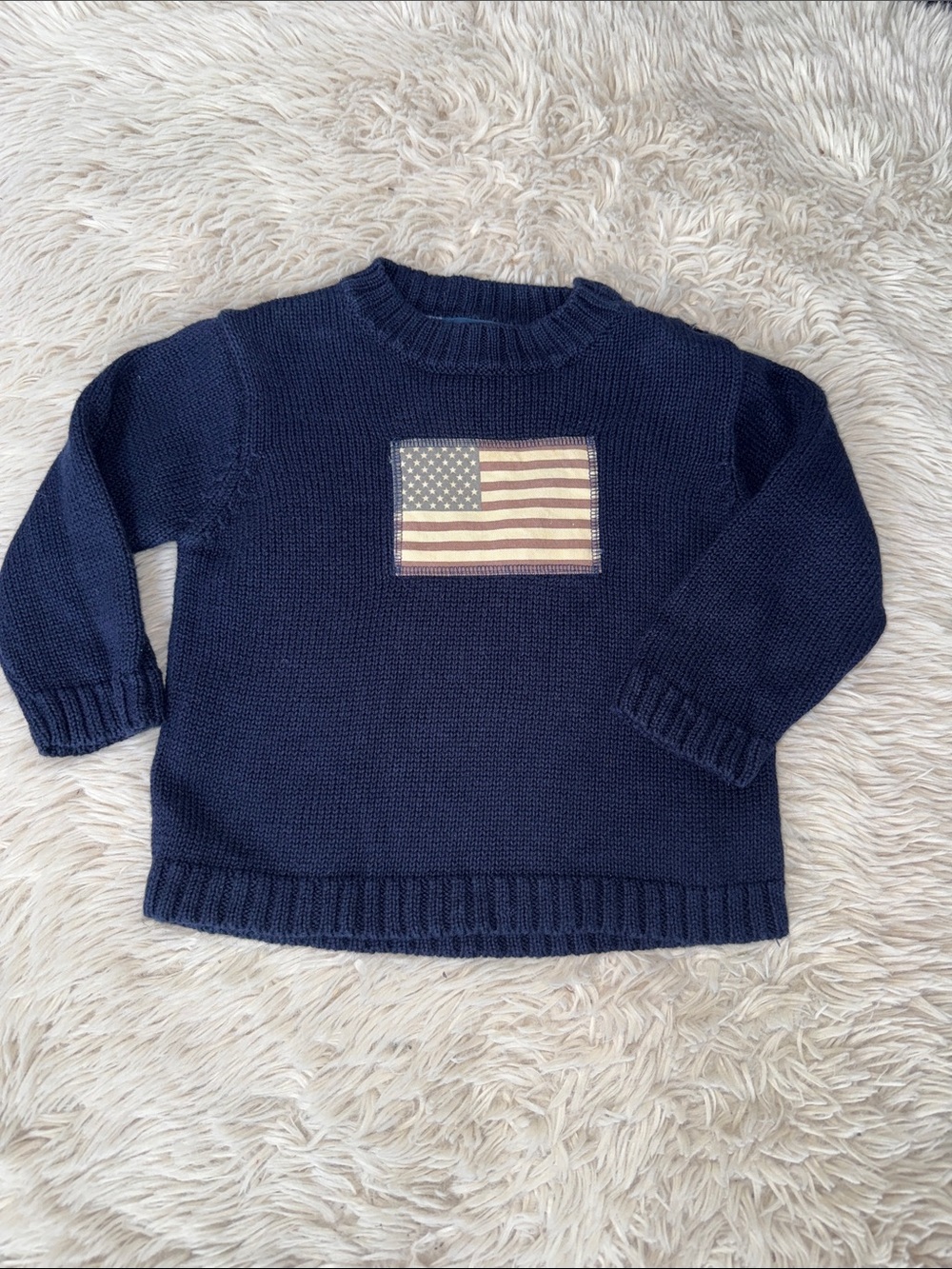 🇺🇸 Bowen & Wright Navy Knit Sweater with Flag Patch 2T